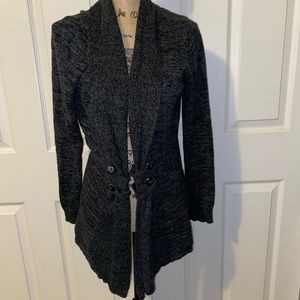 Apt 9 Tab Front Ribbed Cardigan Marled Black